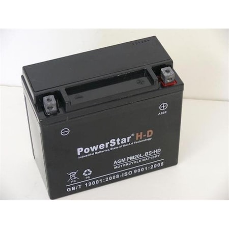 PowerStar PM20L-BS-HD-2000 Ytx20L-Bs Battery For Harley-Davidson 310Cca